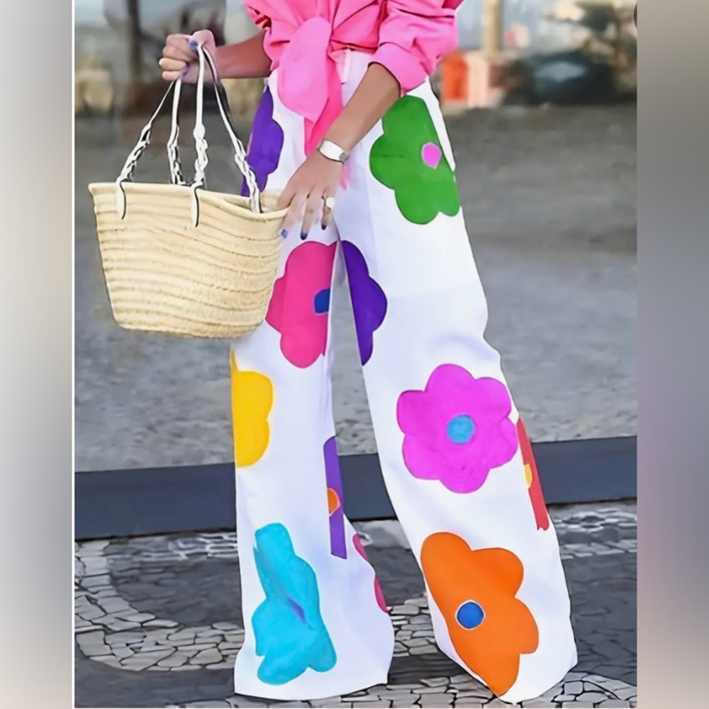 Colourful Flower Print Pants